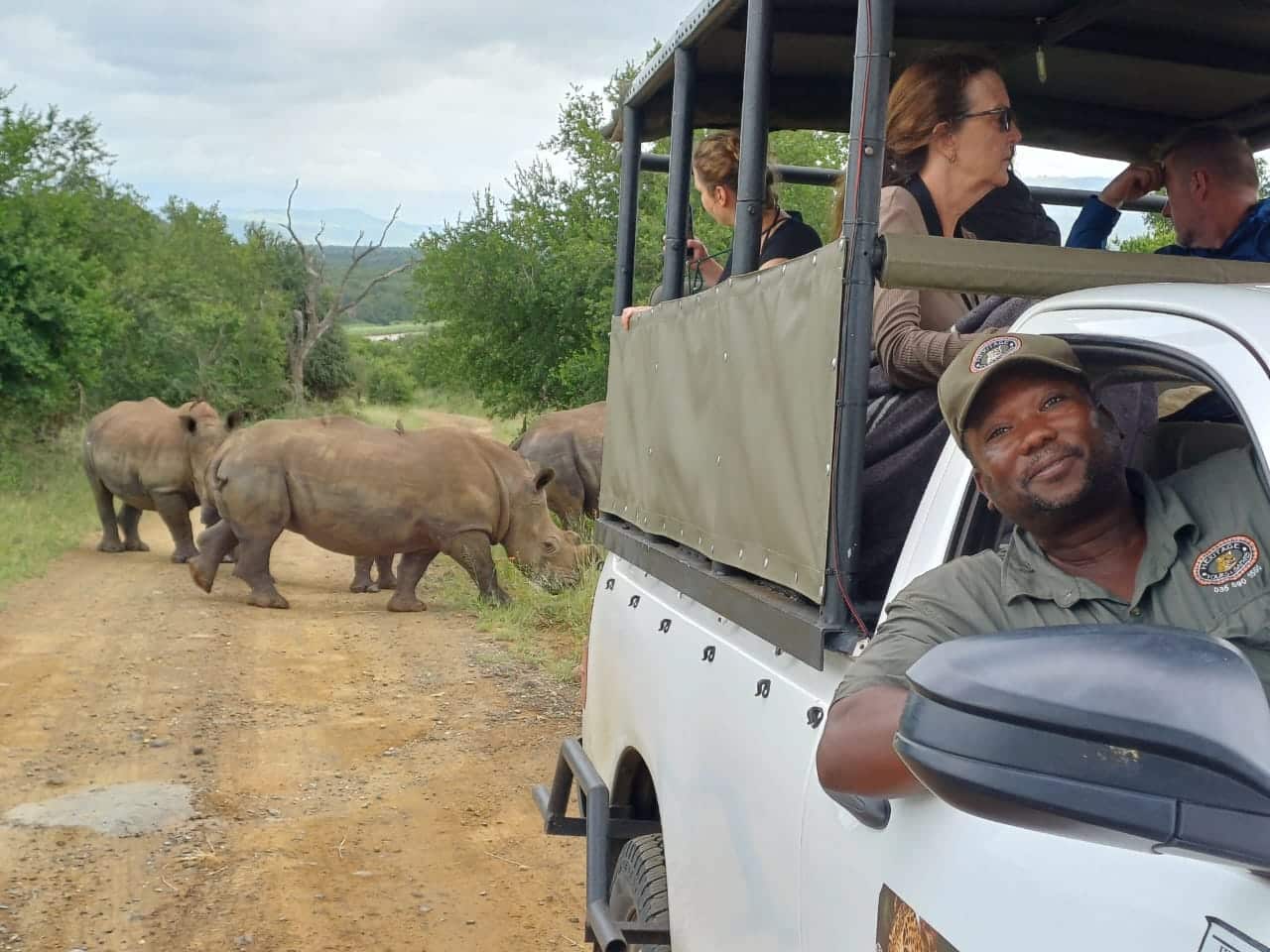 six clients out on safari in the hluhluwe imfolozi park
